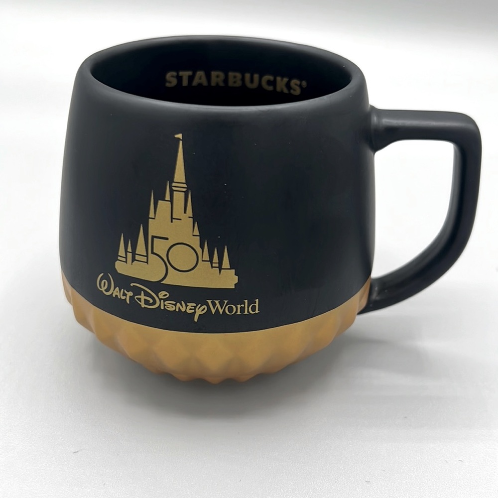 Disney 50th Anniversary Starbucks Mug Black Gold Luxe Collection